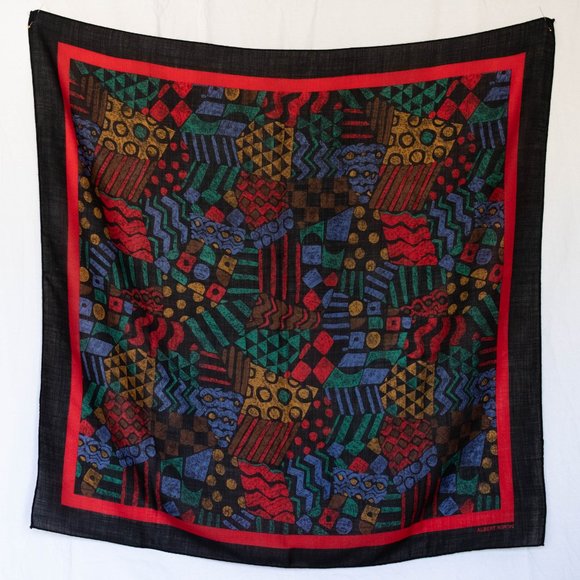 Albert Nipon Wool Scarf with Abstract Design - Picture 2 of 4